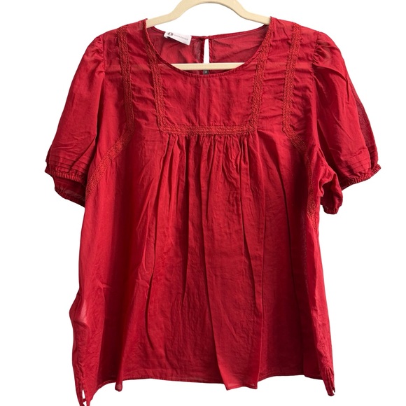 Tops - Diana Gallesi deep‎ red 100% cotton blouse. Size US 16.